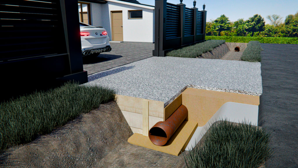 Заезд грузовой труба метал D-300